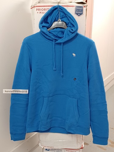 FELPA CON CAPPUCCIO CLASSICA ABERCROMBIE & FITCH ROCKY FALLS BLU UOMO TAGLIA XXL - Foto 1 di 8