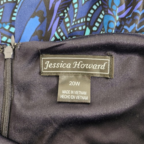 Jessica Howard Damen 20 W geometrisches Kleid plus 3/4-Ärmel Taille Knoten Twist - Bild 7 von 11