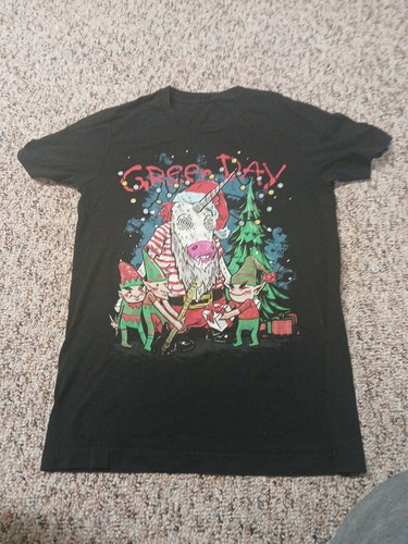 Rare GREEN DAY "Santa's Elves' Unicorn" T-shirt 2019 LIMITED RUN  M CHRISTMAS - Picture 2 of 7
