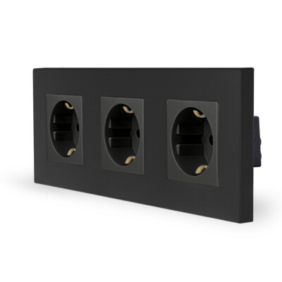Steckdose 3 Fach Schuko Kombisteckdose Unterputz Schwarz Luxus-Time 