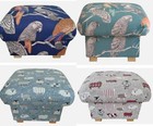 Footstool iLiv Fabric Pouffes Foot Rest Patchwork Birds Sheep Baa Blue Grey Blue