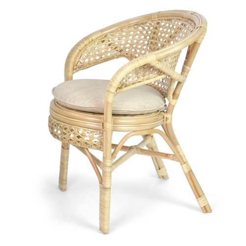 Pelangi Rattan Wicker Set of 2 Chairs w/Cushion and Round Dining Table - Picture 24 of 26