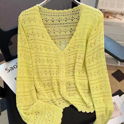 Summer Sweater Women Knitted Top Thin Cardigan Knitting Crochet Knit Party Beach - Bild 14 von 14