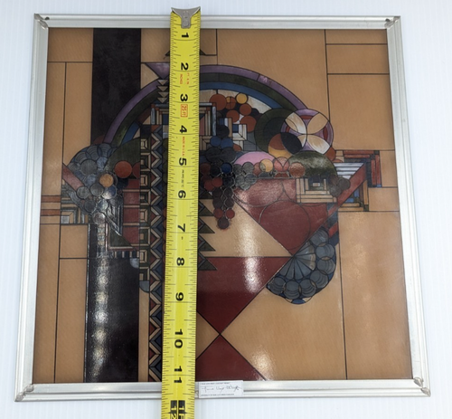 Frank Lloyd Wright's Sun Catcher Stained Glass Abstract Basket Fruit Bowl 11.5 - Picture 11 of 12