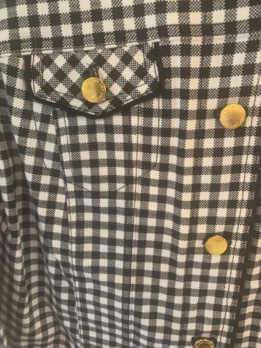 NWT Jones NY Short Stretch Jacket Black White Check PS Button Front Long Sleeve - Picture 3 of 7
