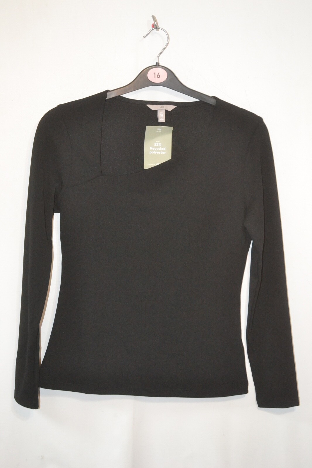 H&M women's black longsleeve top size M bnwt