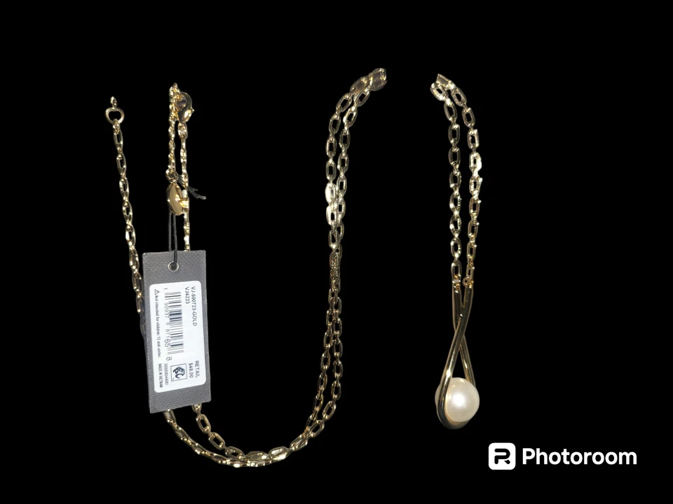 Nuevo Vince Camuto Joyería Oro y Perla con Bolsa para el Polvo incluida. Foto 3 de 4