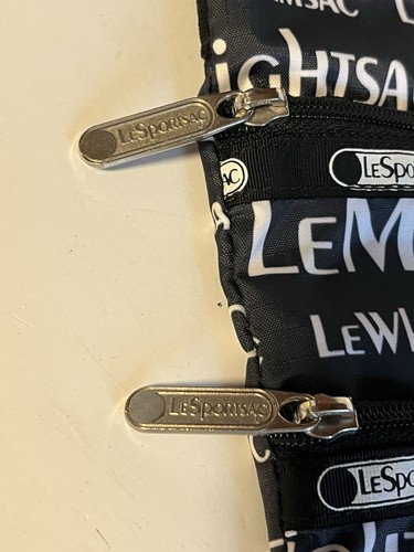 LeSportsac Essentials Crossbody Bag Purse Black White Words Phrases Logo Pockets - Picture 12 of 14