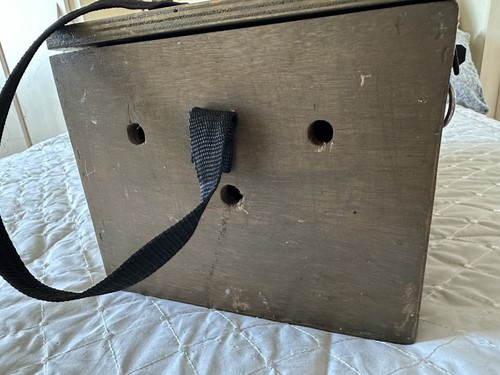 Vintage Rustic Wooden Poacher's Hunter's Dual Ferret Carry Box Canvas Strap - Picture 5 of 13