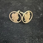 1914 Barber Quarter Coins Cut Out Cuff Links - Repurposed .90% Silver USA Coins