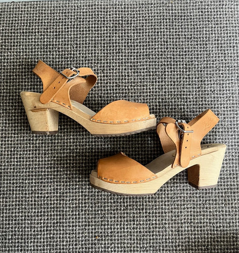 LOTTA'S Stockholm CUERO BRONCEADO Y MADERA Tacones Zuecos SANDALIAS Mujer Talla 5 US/36 EUR - Imagen 11 de 13
