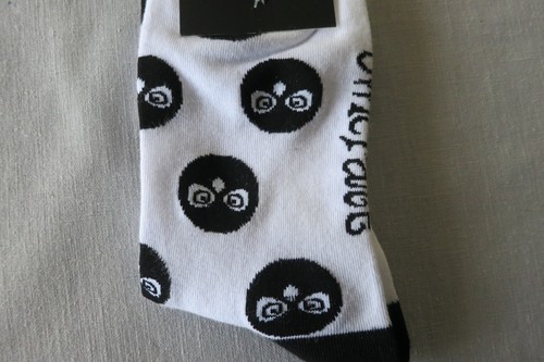 Owlcrates Loves You Black and White Owl Print Women's Crew Socks, New - Picture 3 of 8