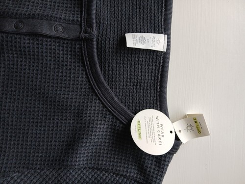 Aerie Offline Top Main Squeeze Gray Waffle Crop Henley Long Sleeve Size M - Picture 3 of 5