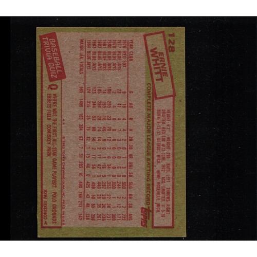 1983 Topps Ernie Witt Blue Jays Baseball Card Complete Major League - Bild 2 von 2