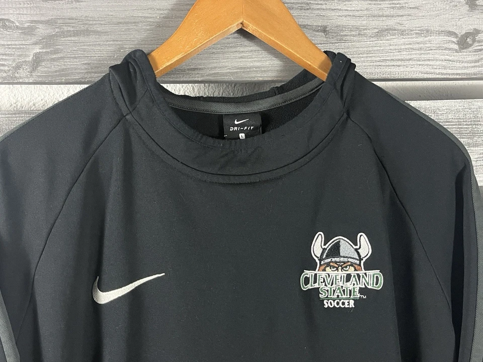 Sudadera Nike Cleveland State Vikings para hombre L Sudadera con capucha negra Dri Fit Soccer Foto 2 de 4