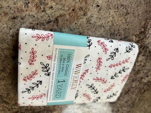 New 1 Yard 100% Cotton Waverly Inspirations 36X44 White Red Black Poppy Toss - Picture 2 of 5