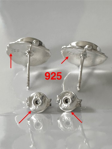 Vintage 925 Sterling Silver White MOP Stud Earrings - Picture 4 of 9