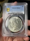 1925-S PCGS MS64+ Peace Silver Dollar Tough Semi-Key Very Rare In Higher Grades!