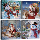 Christmas Wall Art Snowman Wall Decor Santa Claus Canvas Christmas Pictures Home