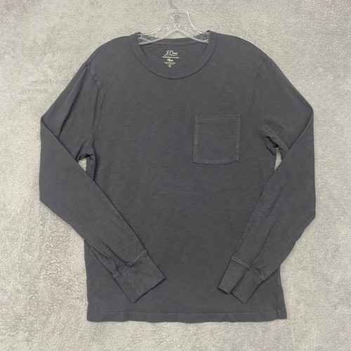 J Crew Shirt Mens Small Gray Garment Dyed Knit Goods Long Sleeve Pocket Tee