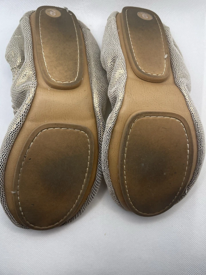 Pisos planos de ballet de cuero dorado semi plegables GAP para mujer - talla 9 estampado de serpiente metálico Foto 4 de 4