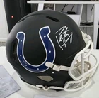 Peyton Manning Signed Colts Matte Black Autentic Helmet w/ 8.5x11 Photo