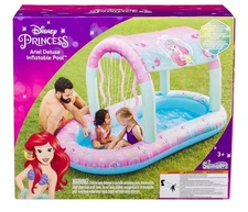 SwimWays Disney Princess Ariel Water Castle Deluxe Inflatable Pool with Canopy