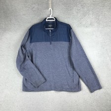 Eddie Bauer Pullover Mens 2XL Gray Blue Quarter Zip Sweater Knit Outdoor XXL