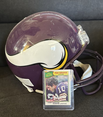 MINNESOTA VIKINGS NFL Full Size REPLICA Throwback Football Helmet + Fran Tarkent - Picture 1 of 14