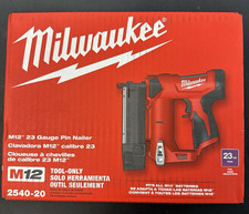 Milwaukee 2540-20 M12 12V 23 Gauge Compact Cordless Pin Nailer - Bare Tool