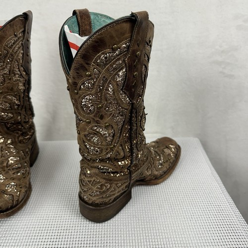 Corral C3275 Damen-Westernstiefel braun Glitzereinlage eckige Zehenpartie zum Überziehen 7 M - Bild 14 von 23