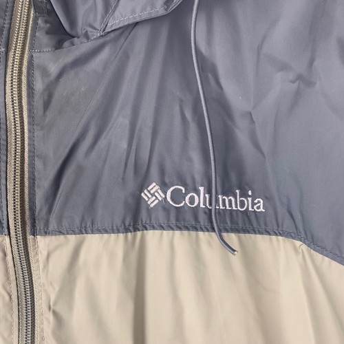 Columbia Packable Rain Jacket XL Gray Tan Hooded Windbreaker Lightweight - Picture 2 of 12