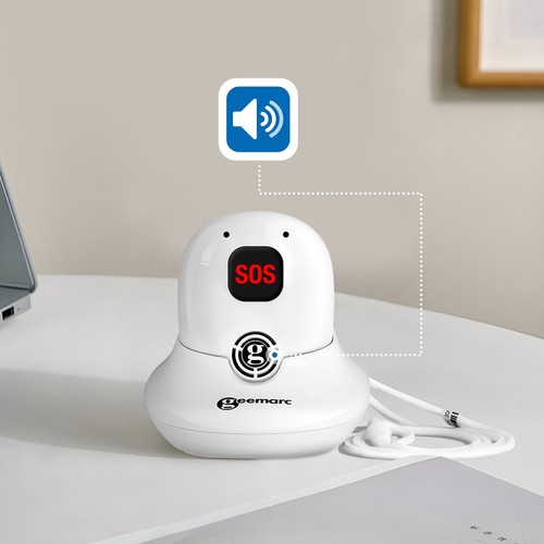 Geemarc Pendentif d'Urgence SOS Additionnel avec Fonction Mains Libres Blanc - Photo 3/5