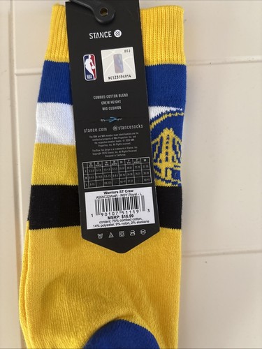 Stance NBA Golden State Warriors Crew Height Socks with Logo Size M 9-13 - Picture 7 of 7