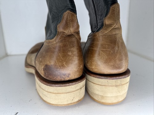 Luskeys Ryons Western Boots brown green Leather Mens 11 - Picture 3 of 8