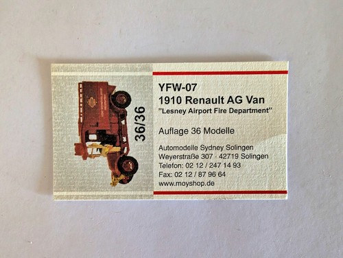 Matchbox Models of Yesteryear Code2 - YFW-07 1910 Renault AG Fire Van 36/36 - Picture 8 of 12