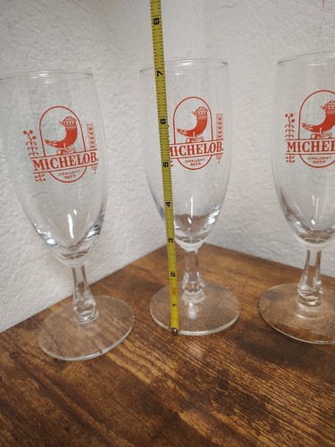Vintage Michelob Draught Beer Horn Logo Stemmed Glasses - Picture 4 of 4