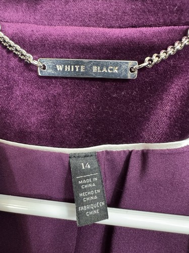 WHBM White House Black Market Size 14 Purple Velvet Blazer Silver Crest Buttons - Picture 3 of 7