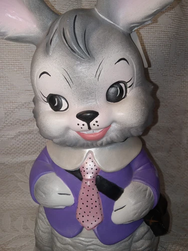Vtg Ceramic 13" Alberta's Mold Handpainted Bunny - Picture 2 of 4