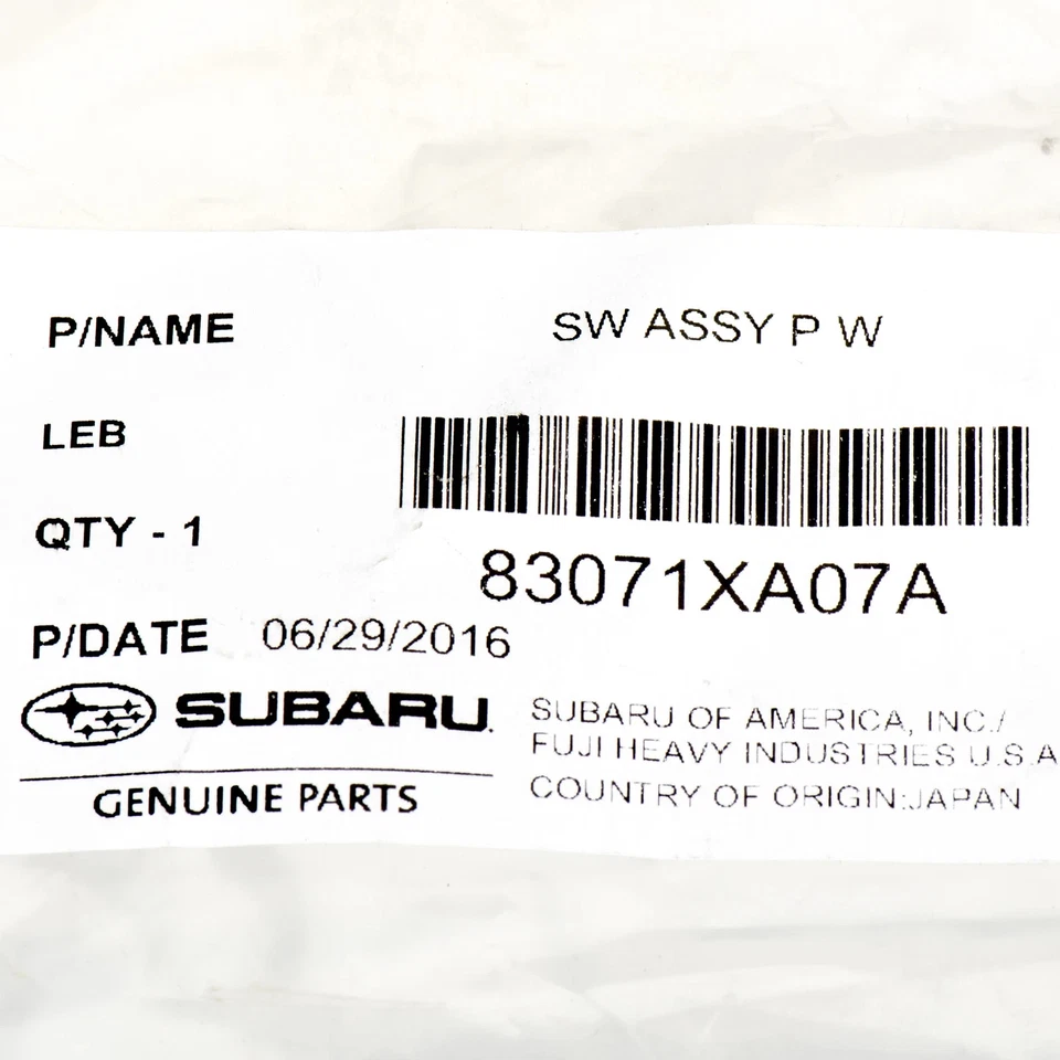 Interruptor de ventana eléctrica del conductor delantero Subaru Tribeca 2008-2014 nuevo 83071XA07A genuino Foto 2 de 2