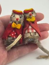 Vintage Miniature Original Fur Toys West Germany Mouse Set of 2