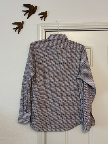 Thomas Dean Performance Mini Paisley Pattern Shirt Contacting Cuffs ~ Mens M - Picture 5 of 9