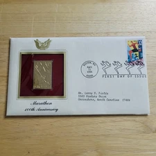Marathon 100th Anniversary 22kt Gold Replica Stamp w/card