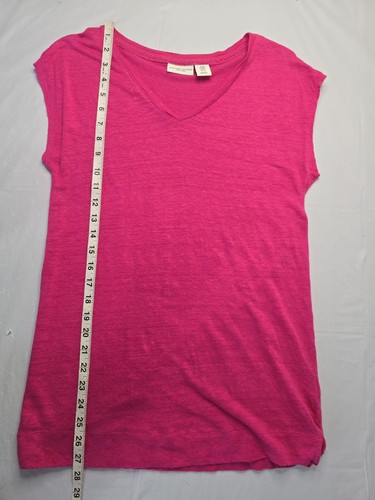 Adrienne Vittadini T-Shirt hell hot pink 100% Leinen kurz Flügelarm M - Bild 16 von 17
