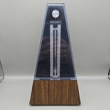 Seiko Brown Wood Grain Prestissimo Metronome With Plastic Face Cover WORKS