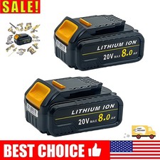 2-Pack For Dewalt Battery 20V 8.0Ah High-Performance Li-Ion Batteries