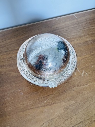 Piatto mappamondo burro cavair placcato argento vintage/piatto amaro stile vittoriano - Foto 8 di 16