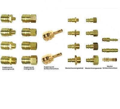 Druckluftkupplung Stecknippel Schnellkupplung Stecker Tülle aus Messing NW7,2 