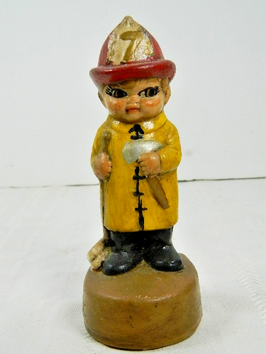 1973 Ceramichrome Boy Fire Fighter Figur 7" California Vintage Keramik - Bild 1 von 6