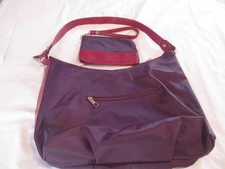 J FRANCIS Shoulder Bag Womens Large Purple Burgundy Purse Set Zip Pouch Casual